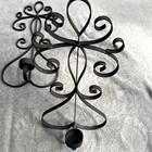 Vintage Goth Black Metal Boho Vibe Wall Candle Sconces Pair  Scroll Design 16 
