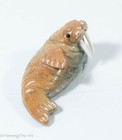 Beautiful Vintage Eskimo   Inuit Stone Carving Of Walrus Signed  Lovely