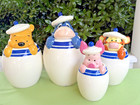 Vtg Disney Winnie The Pooh Tigger Piglet Eeyore Peek-a-boo 4 Canister Set Blue