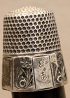 Antique Simons Brothers Sterling Silver Thimble Size 8 Anchor Floral Panel Band