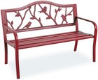 Garden Bench Metal Patio Chairs For Porch Lawn Park Balcony Outdoor Seating Red