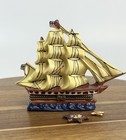 Porcelain Hinged Trinket Box Us Constitution Ship Usa Navy    old Ironsides    Nib