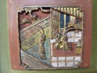 Antique Chinese Asian Carved Wood Gilt Wall Panel Ornate Figures Relief Plaque 8
