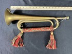 Vintage U s  Regulation Brass Bugle 17  Usa Mouthpiece Chain Cord Tassels