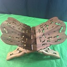 Vintage Wood Leaf Book Holder Folding Bible Cookbook Stand Hand Carved 14x7   