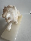 Marble Alabaster Onyx Stone Statue Lion Figure Sculpture Hand Carved
