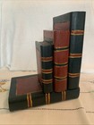 Vintage Books One Bookend Heavy Wood Black Red Gold