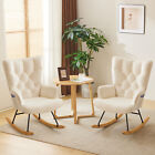 Rocking Chair Flannel Upholstered Glider Rocker Rocking Accent Chair Padded Seat