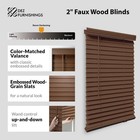 Dez Furnishings Cordless 2  Faux Wood Blind  22 5  W X 48  H  Dark Oak