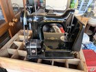 Antique Singer 221-1 Portable Electric Sew Machine W  Case  Attachments  Pedal