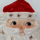 Vintage Holt Howard Santa Face Candy   Nut Ceramic Plate Tray Dish 6189 Gold