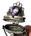 Vintage Labradorite And Amethyst Sterling Silver Pendant Featuring A Pill Box