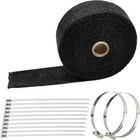Black 2 x50  Titanium Exhaust Heat Wrap For Motorcycle Car - Fits Fiberglass