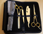 6  Gold Professional Salon Hair Cutting Scissors Thinner Barber Shears Razor Kit