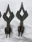6 Antique Curtain Rod Ends  fence Post Cap Finials Flame Shaped Cast Iron Ornate