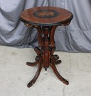 Antique Victorian Walnut Parlor Table     Inlaid Marquetry Top