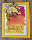 Completed Stampin  Up  Greeting Cards  x4  Fall Leaves Pumpkins Wreath Thankful