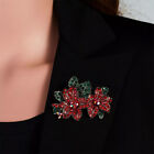 Poinsettias Christmas Crystal Rhinestone Brooch Pin - Video