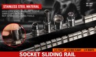 3pc Socket Holder Sliding Rail Tray Organizer 1 4  3 8  1 2 mountable Steel Rack