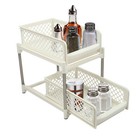 Under Sink Organizer 2 Tier Kitchen Rack Storage Shelf W  Sliding Cabinet Drawer