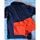 Authentic Hooters Uniform Set - Black Polo Shirt   Orange Booty Shorts S - Xxs