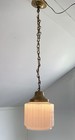 Vtg 1920   s-30   s Art Deco Schoolhouse Farmhouse 9    D  Milk Glass Pendant Light