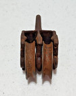 Vintage Antique Wheel Pulley Block   Tackle 2 Inch Dual Metal Wheels