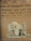 Antique Victorian  Mourning Sampler To Margaret Garnett Died 1844 16  X 17 1 2 