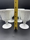 Set Of 4 Vintage Indiana Glass Colony Harvest Milk Glass Water Goblet 5 25  Euc