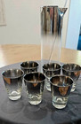 Vtg Silver Ombre Cocktail Set Pitcher 6 Glasses Stir Stick Barware Mcm