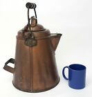 Antique Extra Large Copper Cowboy Coffee Pot 2 Gal  Original Chain   3 Handles