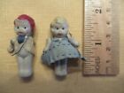 Boy   Girl Pair Of Antique Miniature Hinged Arm Bisque Dolls W original Clothes