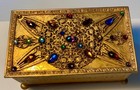 Exquisite Antique apollo brass Jeweled Ormolu Casket Vanity Box  Excellent   