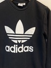 Adidas Originals Youth Kids Size S  M Trefoil Crew Sweatshirt Fleece Black white