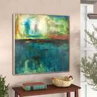 Abstract Landscape Painting Green Painting On Canvas Minimal Art Wall Painting