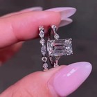 4 80ct Emerald-cut Ef Lab Grown Diamond Solitaire Bridal Set Ring 14k White Gold