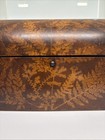 Antique 1880 Victorian Fern Decorated Dome Top Box Pyrography   Pokerwork