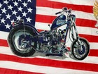 Harley Davidson American Flag Banner Skull Eagle Chopper Bike Decor