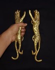 Jaguar Door Handle Round Base Brass Wild Leopard Animal Door Home Pull Set Ca522