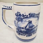 Delft Blue Windmill   Sailboat Hand Painted Beer Mug Stein