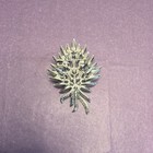 Blue Rhinestone Flower Spray Brooch Pin  Silver Tone Metal  Marquise Stones