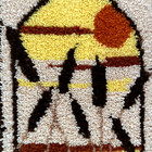 Vtg Vogart Crafts Latch Hook Rug Wall Hanging Cattails Sunset Shag 70s Mcm