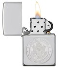 Zippo Windproof Chrome Lighter With Engraved U s  Army Seal  29886  New In Box