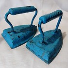 Pair Of Antique Cast Iron Flat Irons No  3 Sad Irons Bookends Rustic Farmhouse