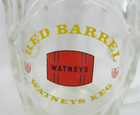 Vintage Red Barrel Watneys Beer Keg Glass Handle Mug 3 3 4  Tall English Pub Bar