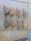 Lot Of 8 Vintage Window Sash Weight Pulleys Roller Rustic Cast Reclaimed 