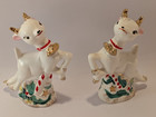 Vintage Relco White Christmas Reindeer Salt   Pepper Shakers Figurines 1950 s