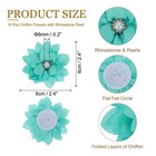 10pcs 2 4  Fabric Brooches Flowers Sewing Fabric Appliques W Pearl Lake Blue