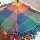 Multicolor Fringed Vintage Marked Bloomingdale s Cotton Tablecloth   79  X 58 