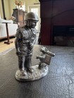 Michael Ricker 4 5  Pewter Figurine 2004 Soldier With Dog Holding Flag Signed